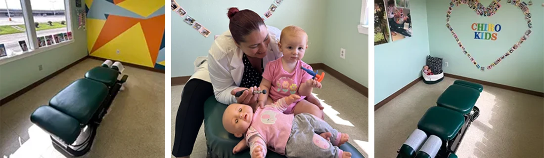 Nicole Mercado With Baby Patient and Two Adjustment Rooms and Tables